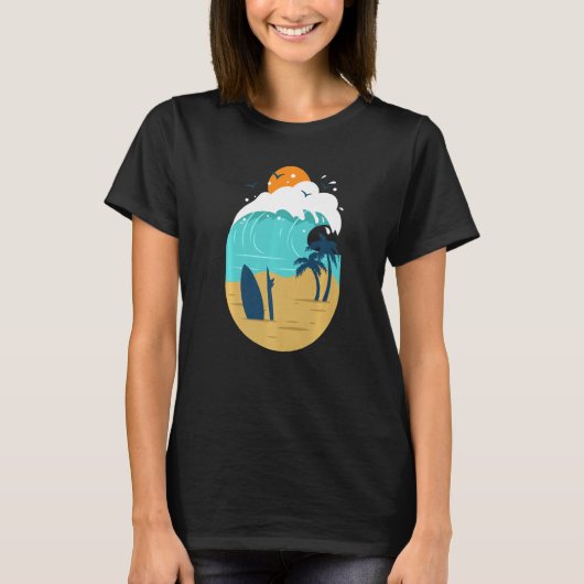 T-shirt Printed Beach Illustration For Summer Vacay Or Vac (Devant)