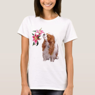 T-shirt Printemps avec le roi Cavalier Charles Spaniel