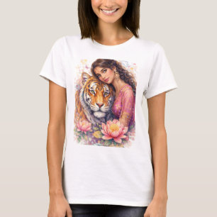 T-shirt Printemps indien - Portrait Princesse & Tigre