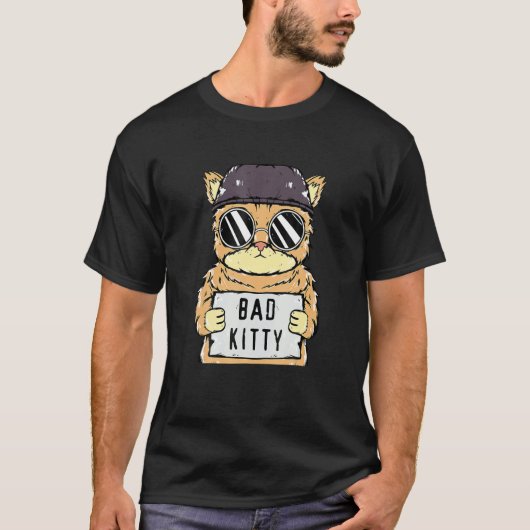 T-shirt Prison de chats Prisonnier Bad Kitty Mugshot (Devant)