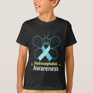 T-shirt Prix d'hydrocéphalie du ruban bleu clair papillon