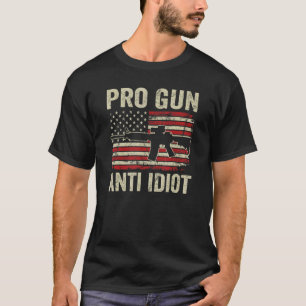 T-shirt Pro Gun Anti Idiot Deuxième Amendement Ar15 Usa Gu