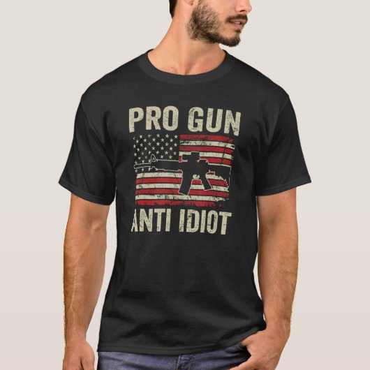 T-shirt Pro Gun Anti Idiot Deuxième Amendement Ar15 Usa Gu (Devant)