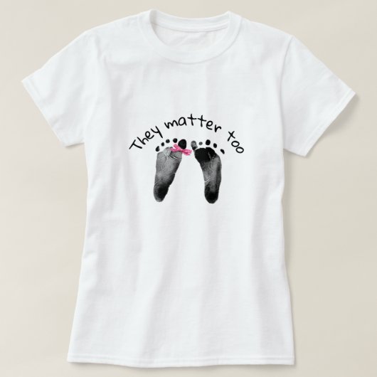 T-shirt Pro-Life Baby Footprints with Pink Bow (Design devant)