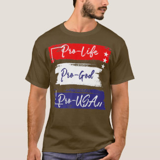 T-shirt Pro Life Pro God Pro USA Prolife Flag Catholic
