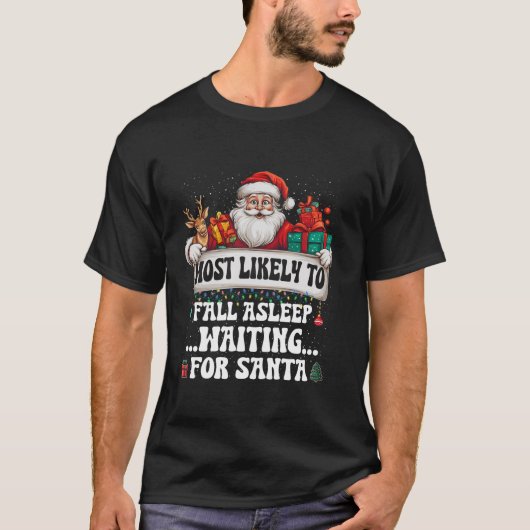 T-shirt Probablement s'endormir en attendant Père Noël Chr (Devant)