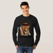 T-shirt Proboscis Singe Adorable Primate Long Noir (Devant entier)