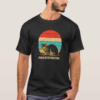 T-shirt Procatstination Chat Humour Kitten Lazy Chat Maman