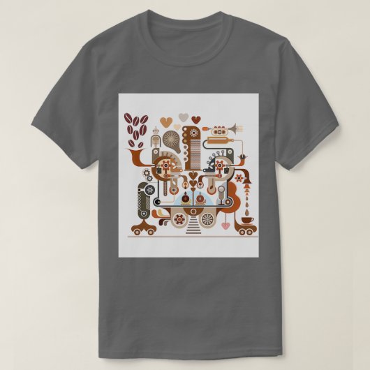 T-shirt Processus de fabrication du café stylisé Abstrait  (Design devant)