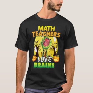 T-shirt Prof de maths adorent cerveau horor citrouille Cre