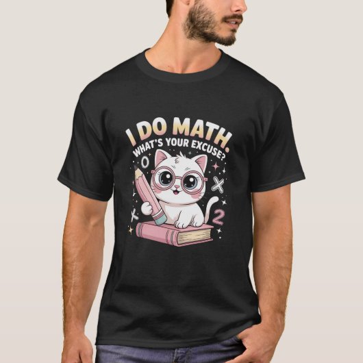 T-shirt Prof de maths drôle Chat nerd STEM Retour à l'écol (Devant)