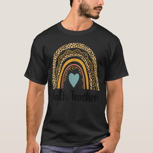 T-shirt Prof de maths Léopard Arc-en-ciel Retour à l'école (Devant)
