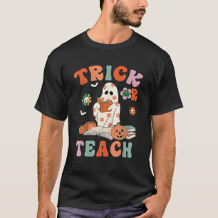 T-shirt Prof Ou Friandise Rétro Groovy Fleur Fantôme Profe