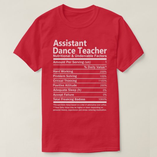 T-shirt Professeur Adjoint De Danse Nutritionnel Et Incont (Design devant)