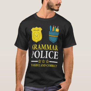 T-shirt Professeur Anglais Plaisanter Grammar Police À Ser