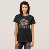 T-shirt Professeur d'anglais Boho Rainbow Retour à l'école (Devant entier)