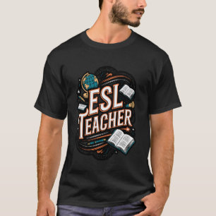 T-shirt Professeur d'anglais Carte du monde Dessin de cœur