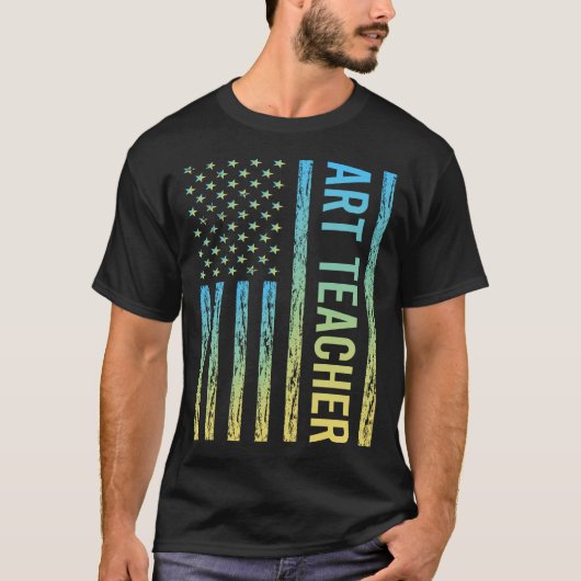 T-shirt Professeur d'art Bleu Jaune (Devant)