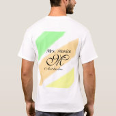 T-shirt Professeur d'art jaune vert aquarelle nom rayures (Dos)