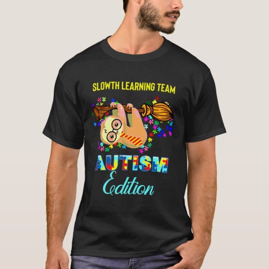 T-shirt Professeur d'autisme Sloth Learning Edition spécia (Devant)