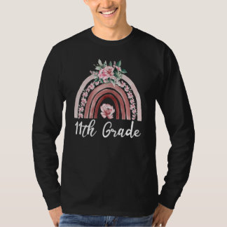 T-shirt Professeur de 11e année Boho Floral Arc-en-ciel Mi