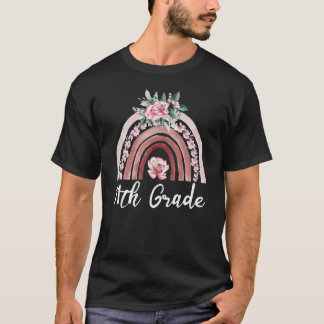 T-shirt Professeur de 11e année Boho Floral Arc-en-ciel Mi