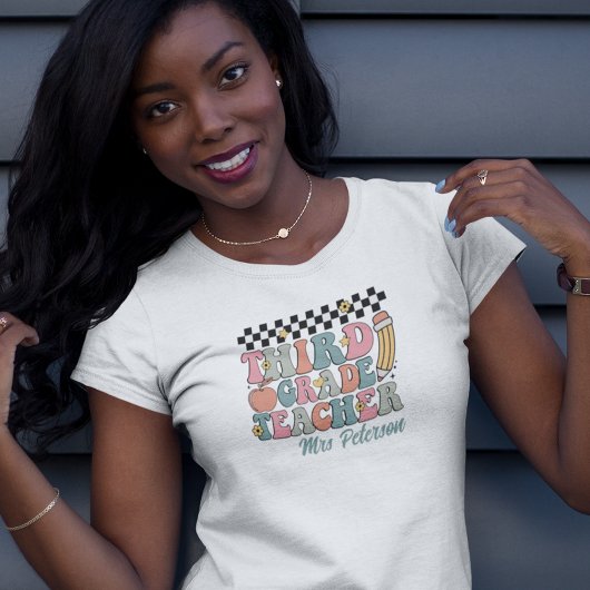 T-shirt Professeur de 3e année Retro personnalisé
