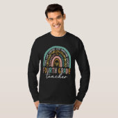 T-shirt Professeur de 4e année Arc-en-ciel Léopard Retour (Devant entier)