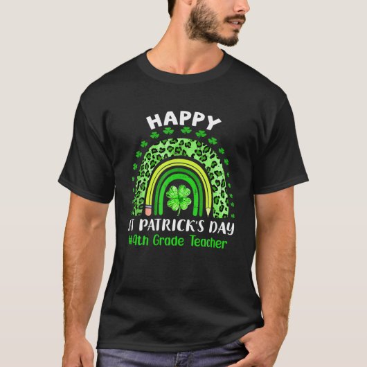 T-shirt Professeur de 4E Année Bonne St Patrick's Day Rain (Devant)