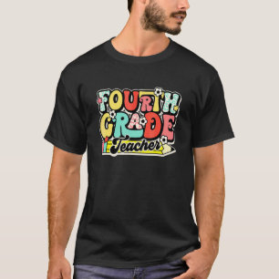 T-shirt Professeur de 4e année rétro Fleur Retour à l'écol