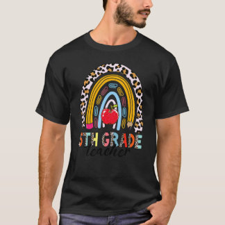 T-shirt Professeur de 5e année Léopard Retour à l'école Ar