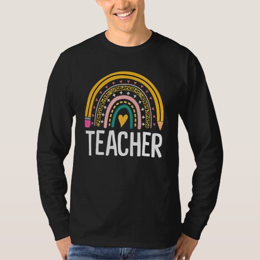 T-shirt Professeur de Boho Rainbow Leopard Appréciation de (Devant)