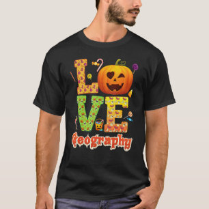 T-shirt Professeur De Géographie Amour Citrouille Hallowee
