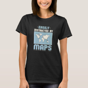 T-shirt Professeur de géographie pour carte distrait par l