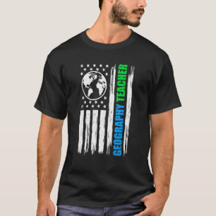 T-shirt Professeur de géographie US Drapeau Géographie Ens