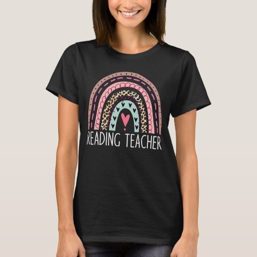 T-shirt Professeur De Lecture Boho Rainbow Retour À L'Écol (Devant)