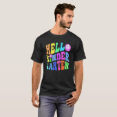 T-shirt Professeur de maternelle Groovy Hello violet Kinde (Devant entier)
