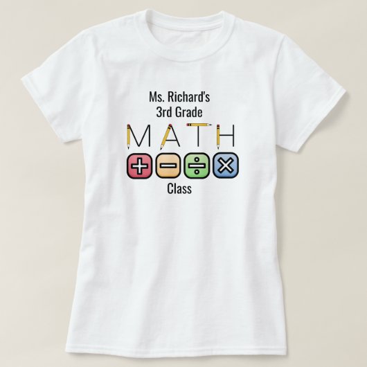 T-shirt Professeur de mathématiques | Symboles arithmétiqu (Design devant)