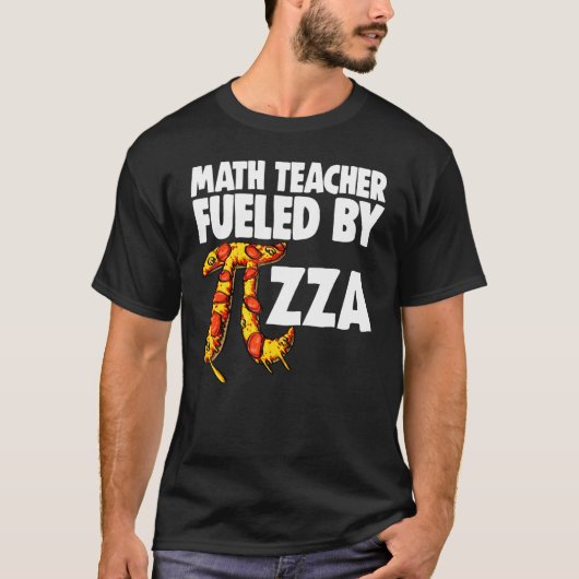 T-shirt Professeur De Maths Alimenté Par Pizza Mathletics  (Devant)