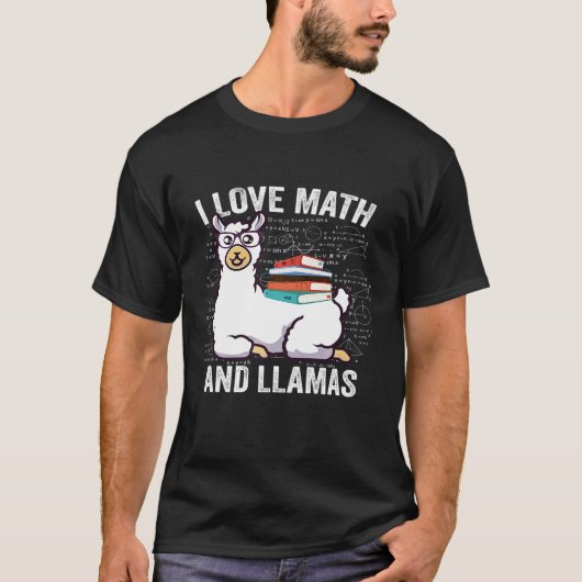 T-shirt Professeur De Maths J'Aime Les Maths Et Les Llamas (Devant)