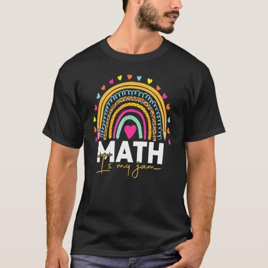 T-shirt Professeur de maths Rainbow Leopard Math Is My Jam (Devant)