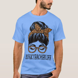 T-shirt Professeur de musique Leopard Messy Bun Appréciati
