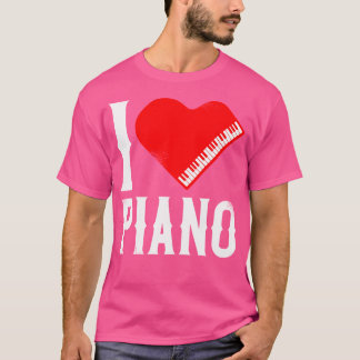T-shirt Professeur de Piano Pianiste Cœur J'aime Piano