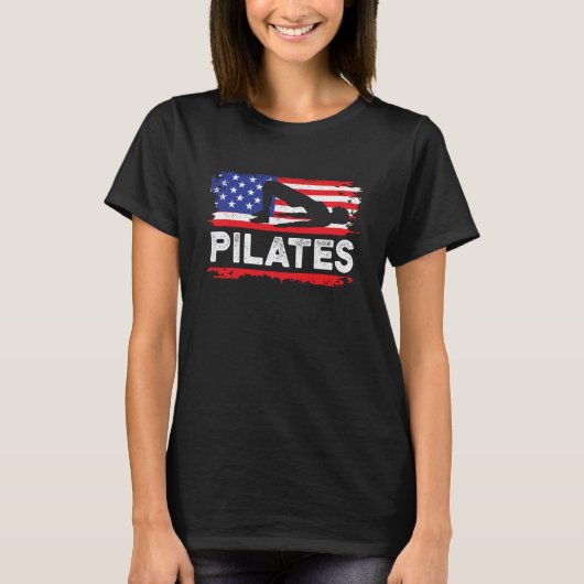 T-shirt Professeur de Pilates Coach Enseignant Drapeau Amé (Devant)