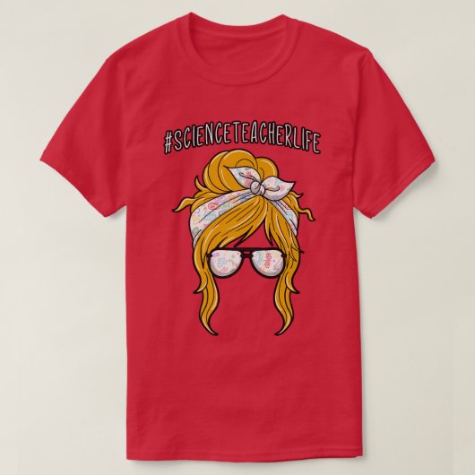 T-shirt Professeur de science femme Eyeglass Bun Hairstyle (Design devant)