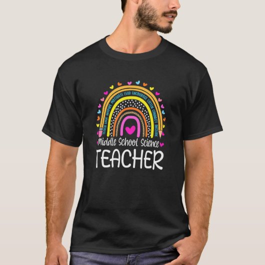 T-shirt Professeur de Sciences du collège Boho Rainbow App (Devant)