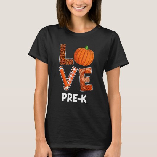 T-shirt Professeur de Thanksgiving Leopard Citrouille Fall (Devant)