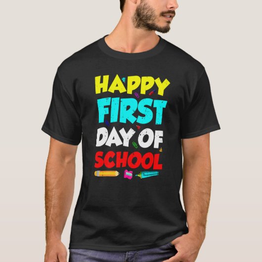 T-shirt Professeur D'École Heureux Premier Jour De L'Équip (Devant)