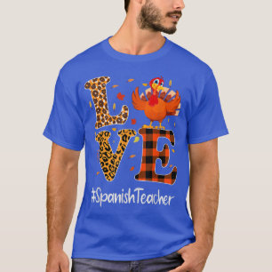 T-shirt Professeur d'espagnol Amour Thanksgiving Léopard T