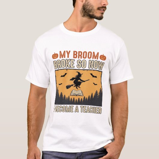 T-shirt Professeur d'Halloween Balai Cassa Conception Vint (Devant)